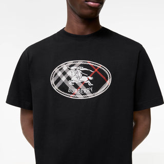 T-shirt BURBERRY in cotone Check con Knight stamp