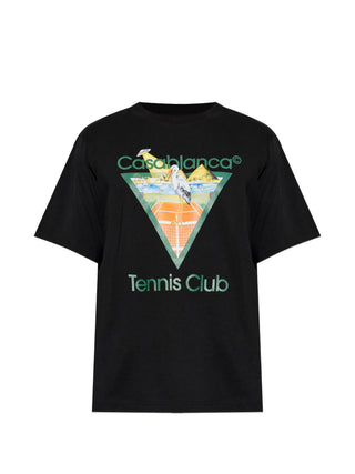 T-shirt CASABLANCA Black Tennis Club Icon Pyramid Abduction Short Sleeve
