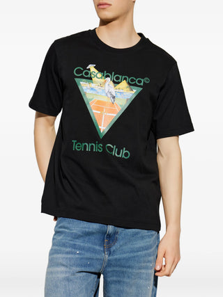 T-shirt CASABLANCA Black Tennis Club Icon Pyramid Abduction Short Sleeve