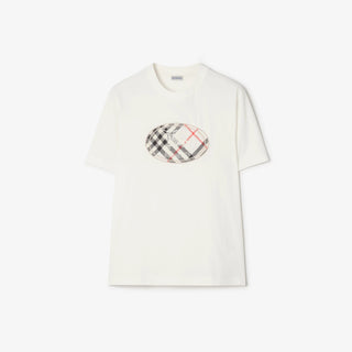 T-shirt BURBERRY in cotone Check con knight Stamp