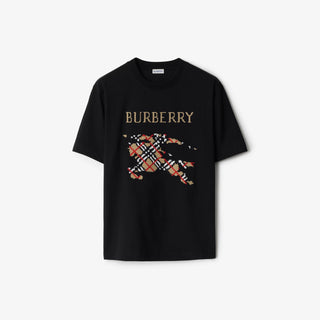 T-shirt BURBERRY in cotone con cavaliere a punto croce