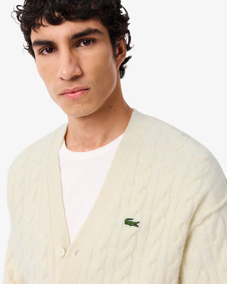 Cardigan LACOSTE in lana a trecce
