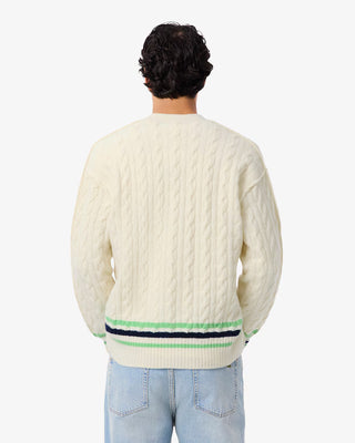 Cardigan LACOSTE in lana a trecce