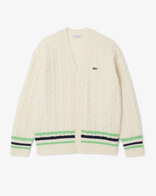 Cardigan LACOSTE in lana a trecce