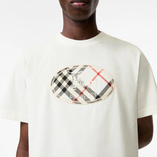 T-shirt BURBERRY in cotone Check con knight Stamp