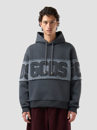 Felpa GCDS con cappuccio con Patch logo grigio antracite