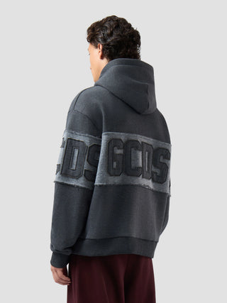 Felpa GCDS con cappuccio con Patch logo grigio antracite