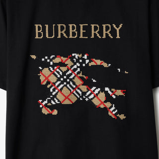 T-shirt BURBERRY in cotone con cavaliere a punto croce
