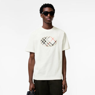 T-shirt BURBERRY in cotone Check con knight Stamp