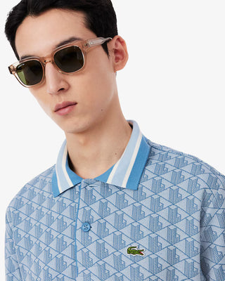 Polo LACOSTE in monogramma in jacquard dal taglio classico