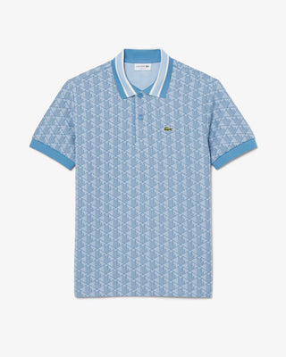 Polo LACOSTE in monogramma in jacquard dal taglio classico