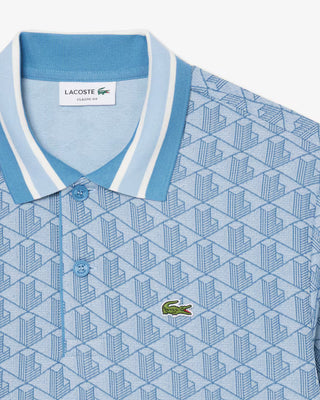 Polo LACOSTE in monogramma in jacquard dal taglio classico