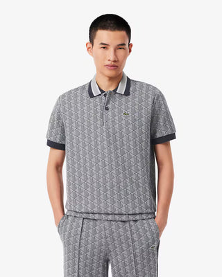 Polo LACOSTE in Jacquard con monogramma dal taglio classico