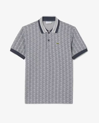 Polo LACOSTE in Jacquard con monogramma dal taglio classico