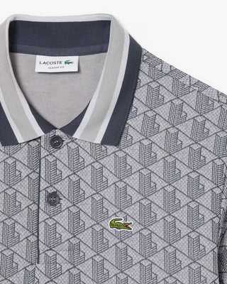 Polo LACOSTE in Jacquard con monogramma dal taglio classico