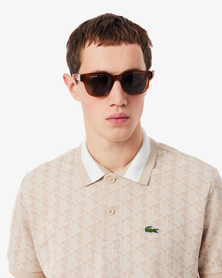 Polo LACOSTE con monogramma in jacquard dal taglio classico