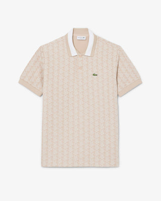 Polo LACOSTE con monogramma in jacquard dal taglio classico