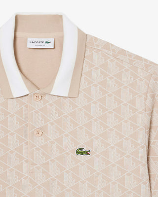 Polo LACOSTE con monogramma in jacquard dal taglio classico