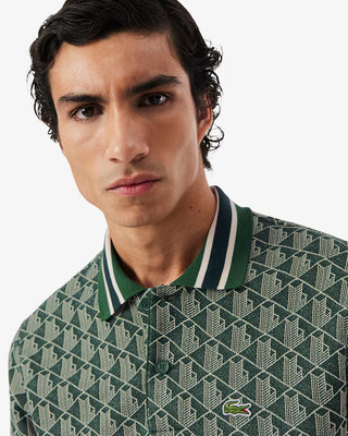 Polo LACOSTE con monogramma in jacquard dal taglio classico
