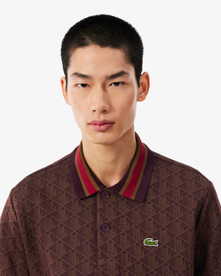 Polo LACOSTE in Jacquard con Monogramma