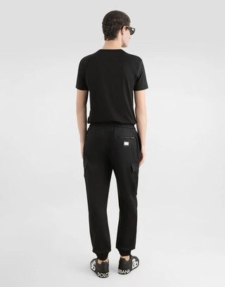 T-shirt DOLCE&GABBANA cotone con placca logata in nero