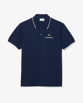 Polo LACOSTE classic fit con tasca e bordi a contrasto L.12.12