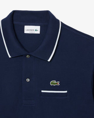 Polo LACOSTE classic fit con tasca e bordi a contrasto L.12.12