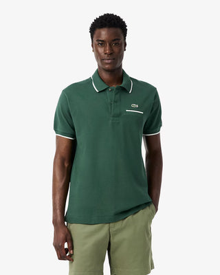 Polo LACOSTE classic fit L.12.12 con tasca e bordi a contrasto
