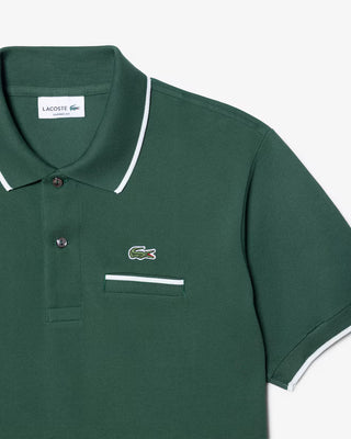 Polo LACOSTE classic fit L.12.12 con tasca e bordi a contrasto