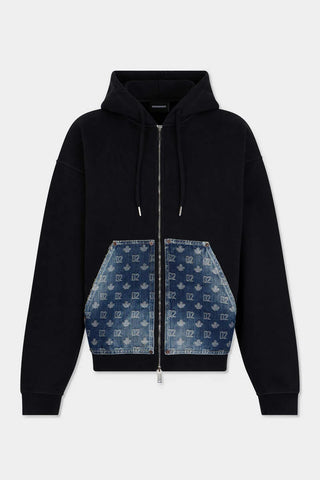 Felpa DSQUARED2 con cappuccio e zip D2 in Monogramma