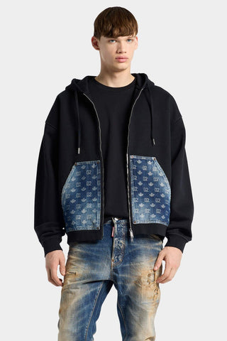 Felpa DSQUARED2 con cappuccio e zip D2 in Monogramma