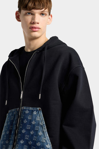 Felpa DSQUARED2 con cappuccio e zip D2 in Monogramma
