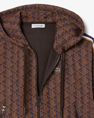 Felpa con Cappuccio LACOSTE in jacquard con monogramma