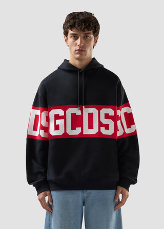 Felpa GCDS con cappuccio con Banda logo nero