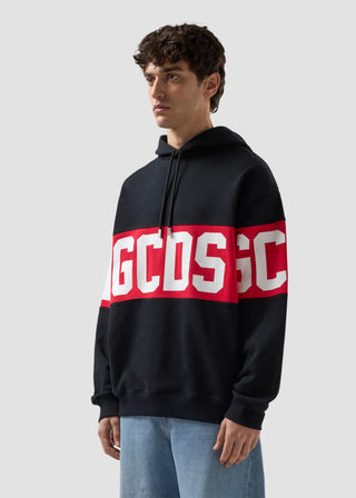 Felpa GCDS con cappuccio con Banda logo nero