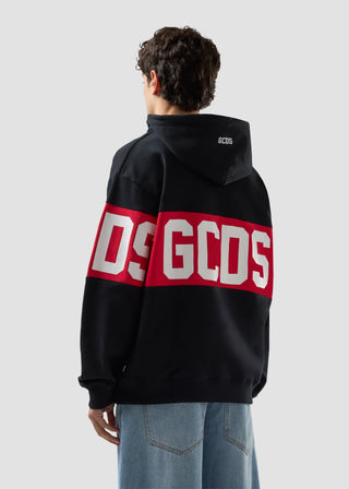 Felpa GCDS con cappuccio con Banda logo nero