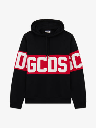 Felpa GCDS con cappuccio con Banda logo nero