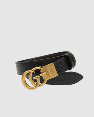 Cintura GUCCI reversibile con fibbia doppia G in pelle marrone e nera - Moda & Modi Luxury