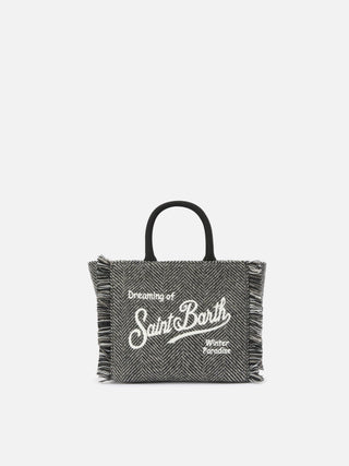 Borsa a mano SAINT BARTH Vanity Mini Wool in misto lana spinato - Moda & Modi Luxury