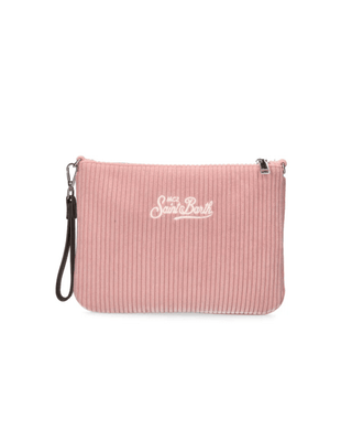 Borsa SAINT BARTH crossbody Parisienne Corduroy in velluto a coste rosa - Moda & Modi Luxury