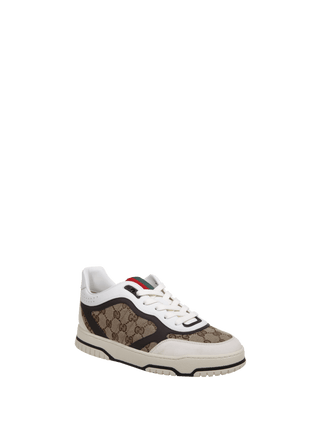 Sneaker GUCCI Uomo Re - Web in Tessuto GG Beige ed Ebano - Moda & Modi Luxury