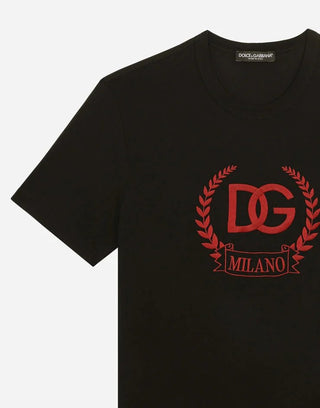 T-shirt DOLCE&GABBANA in cotone con ricamo logo DG Milano - Moda & Modi Luxury
