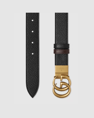 Cintura GUCCI reversibile con fibbia doppia G in pelle marrone e nera - Moda & Modi Luxury