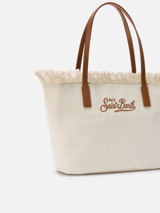 Borsa SAINT BARTH shopper City Medium in canvas con frange - Moda & Modi Luxury