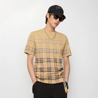 T-shirt BURBERRY in cotone Check sfumato Beige - Moda & Modi Luxury