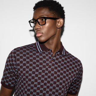 Polo GUCCI in Piquet di cotone jacquard in bordeaux - Moda & Modi Luxury