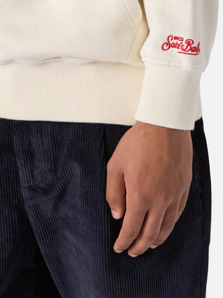 Felpa SAINT BARTH Tribeca in cotone bianco con cappuccio e ricamo Vacanze di Natale Special Edition - Moda & Modi Luxury