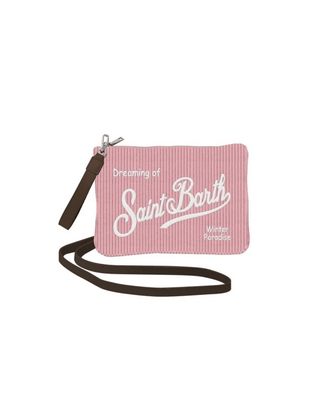 Borsa SAINT BARTH crossbody Parisienne Corduroy in velluto a coste rosa - Moda & Modi Luxury