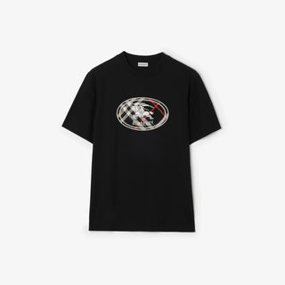 T-shirt BURBERRY in cotone Check con Knight stamp - Moda & Modi Luxury