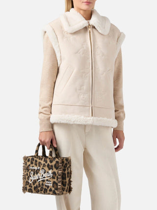 Borsa a mano SAINT BARTH Vanity Mini Felt in misto lana leopardata - Moda & Modi Luxury